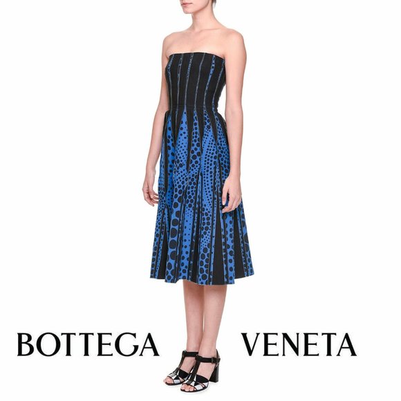 Bottega Veneta Dresses & Skirts - NWT Bottega Veneta Strapless Graphic Print Blue/Black Women Size S Midi Dress